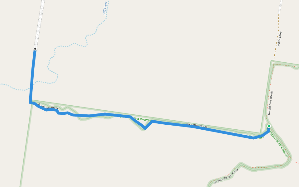 Bougman Break walking route map in Belli Park