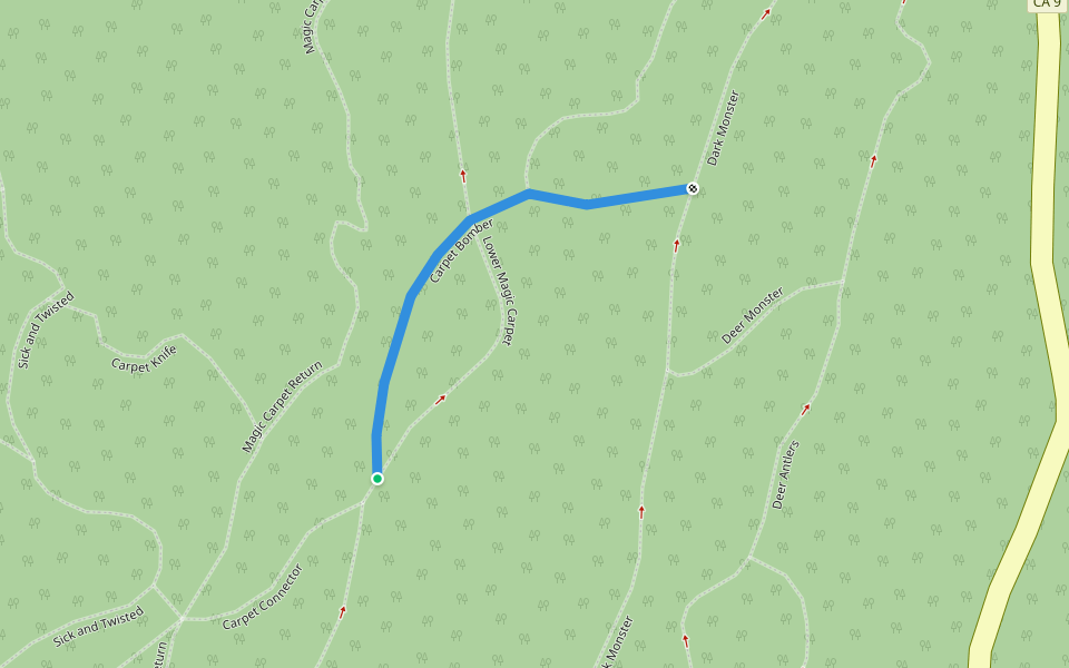 Carpet Bomber walking route map in Felton