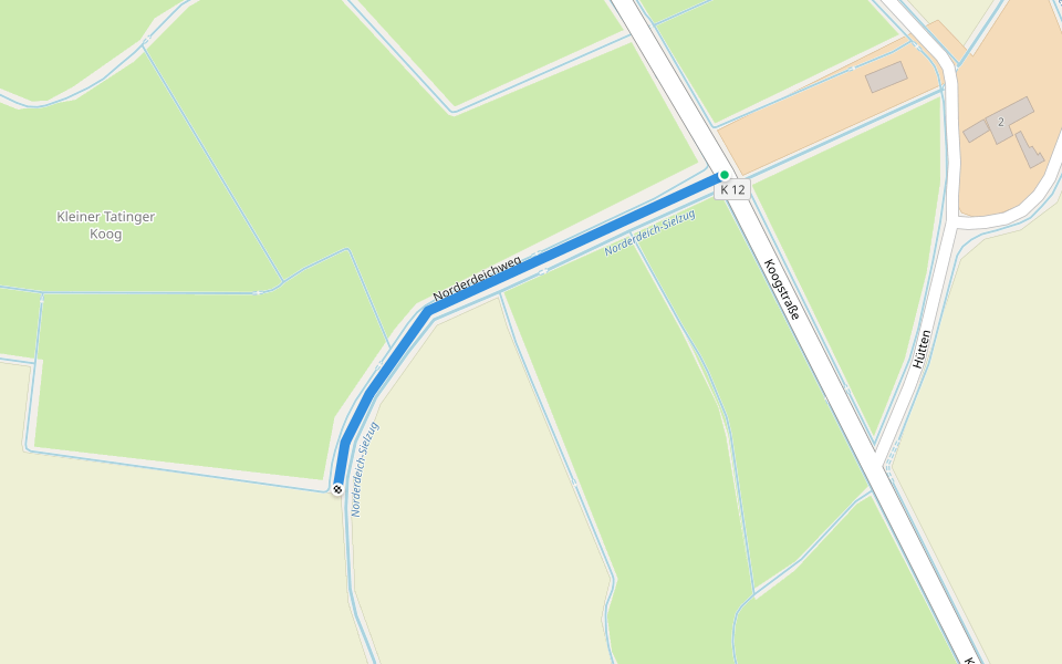 Norderdeichweg walking route map in Tating