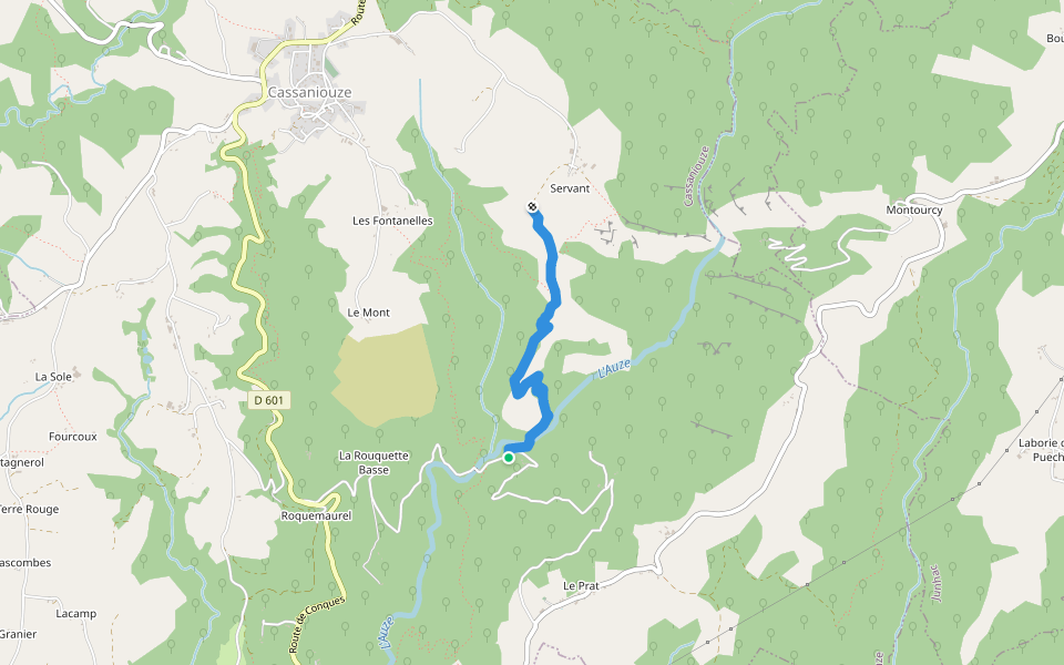 Auze a Servant walking route map in Cassaniouze