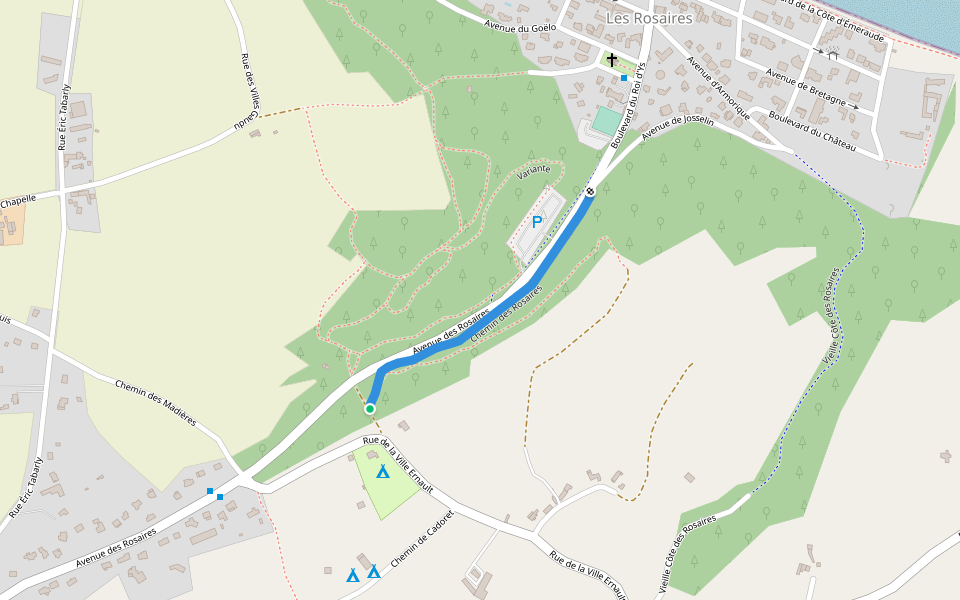 Chemin des Rosaires walking route map in Plérin