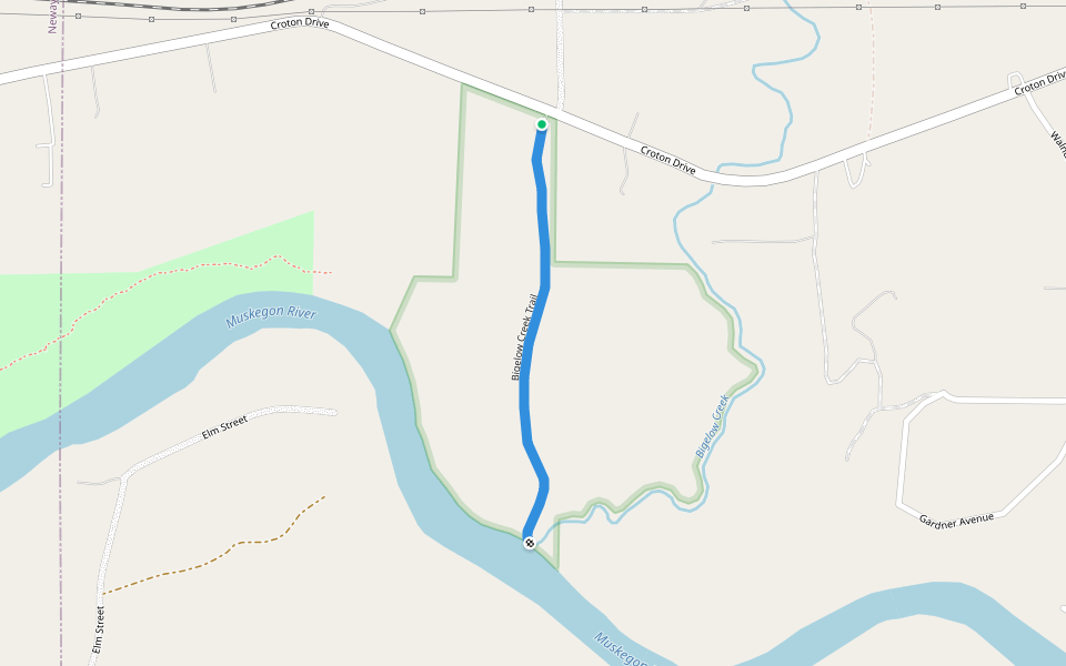 Bigelow Creek Trail walking route map in Newaygo