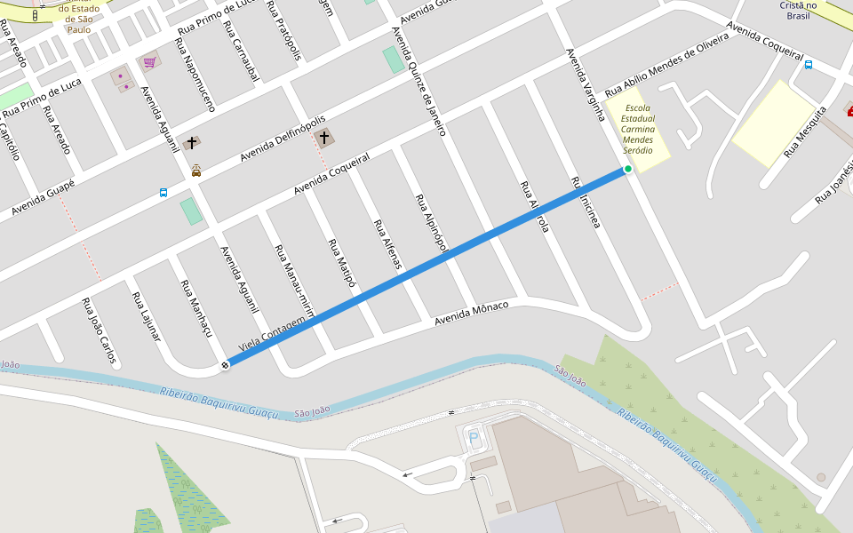 Viela Contagem walking route map in Guarulhos