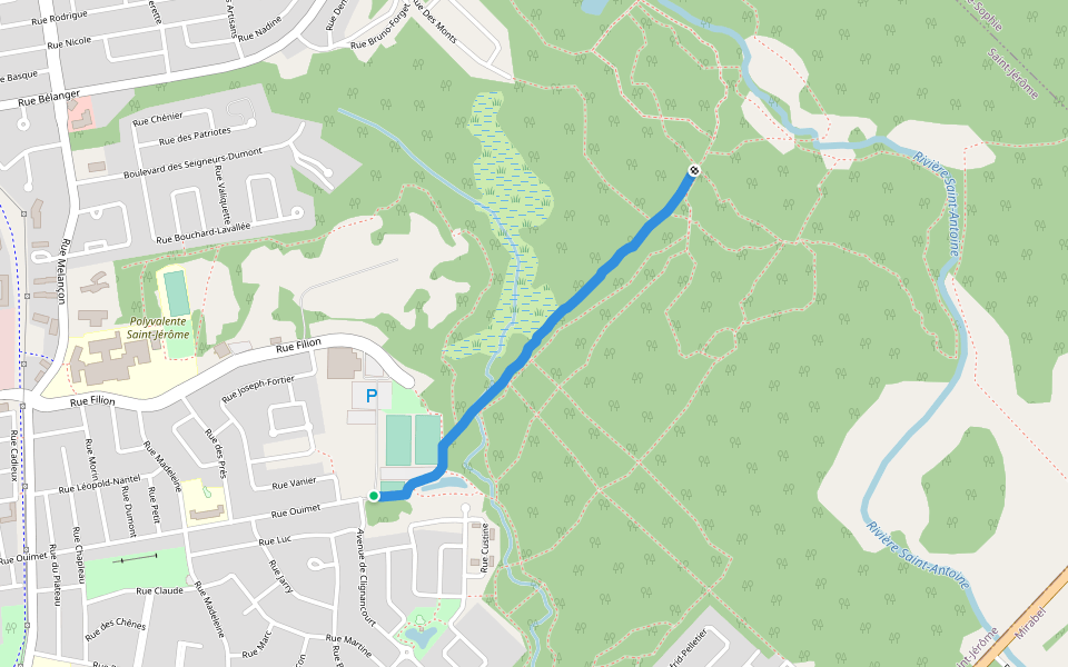 sentier du lac Jerome walking route map in Saint-Jérôme