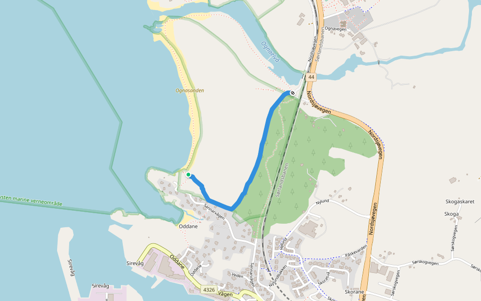 Marehalmstien walking route map in Sirevåg