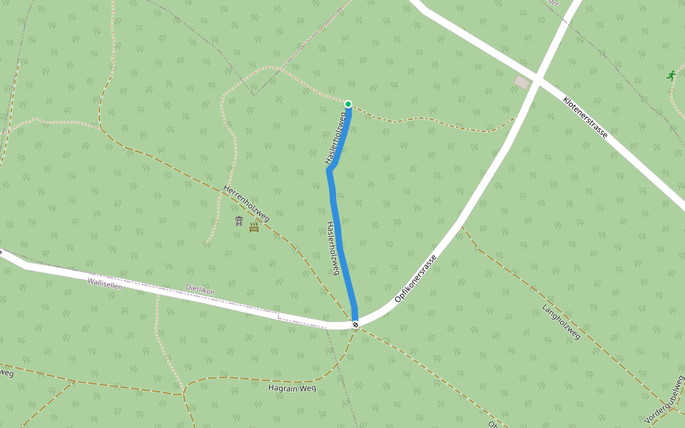Haslerholzweg walking route map in Dietlikon