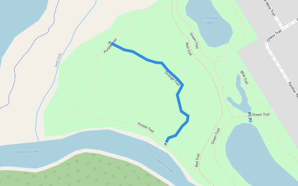 Orange Trail walking route map in Spring