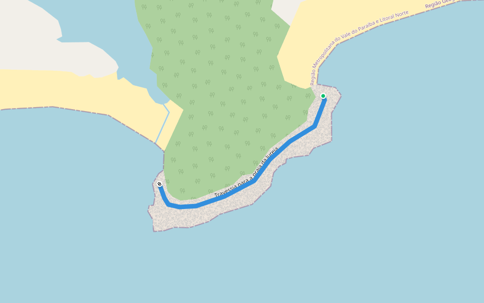 Travessia para a praia da Jureia walking route map in São Sebastião