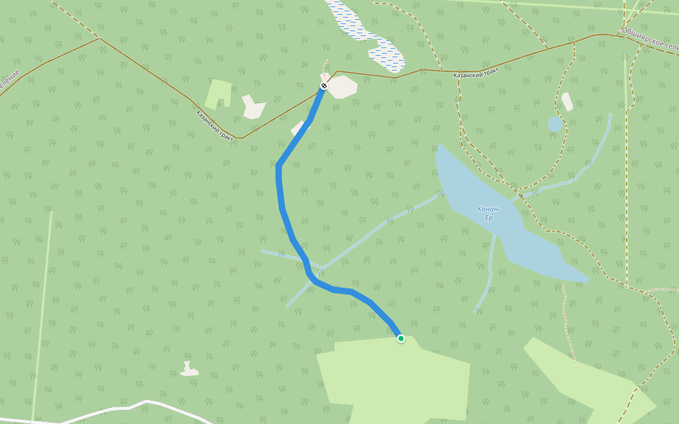 заросшая дорога walking route map in Klenovaya Gora