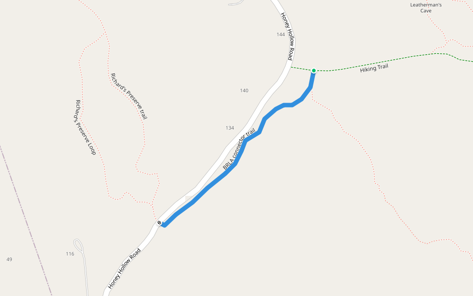 BRLA connector trail walking route map in Pound Ridge