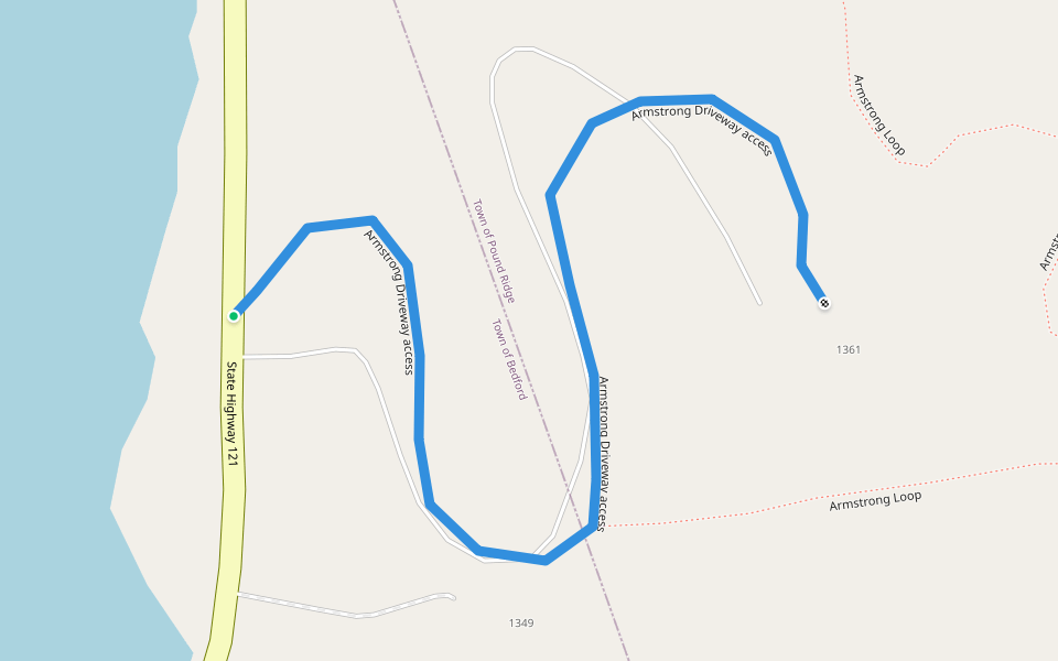 Armstrong Driveway access walking route map in Pound Ridge