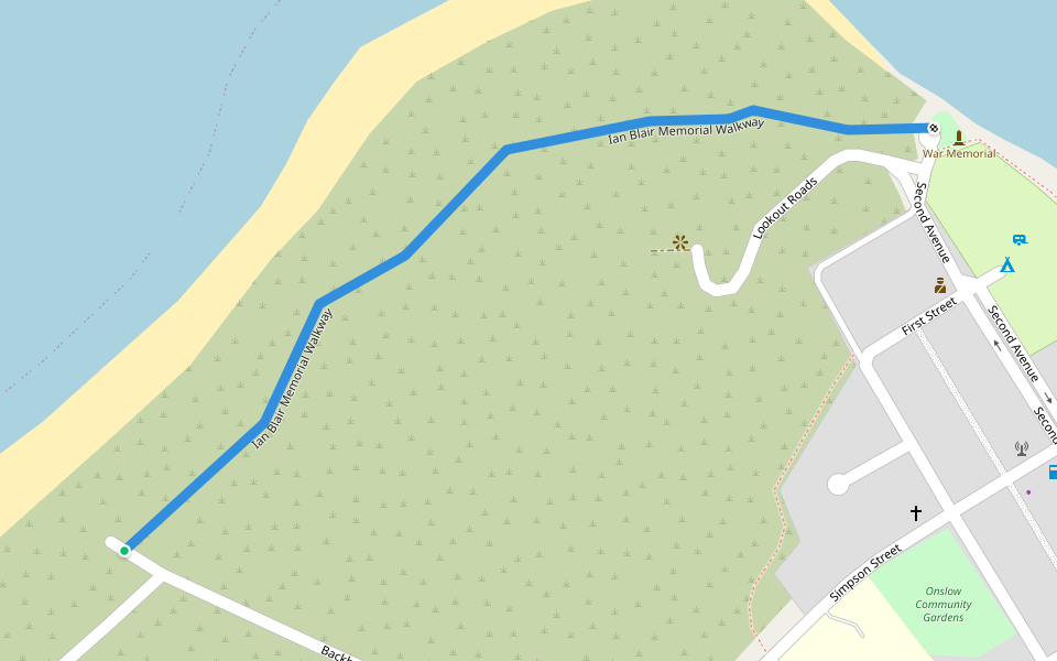 Ian Blair Memorial Walkway walking route map in Onslow