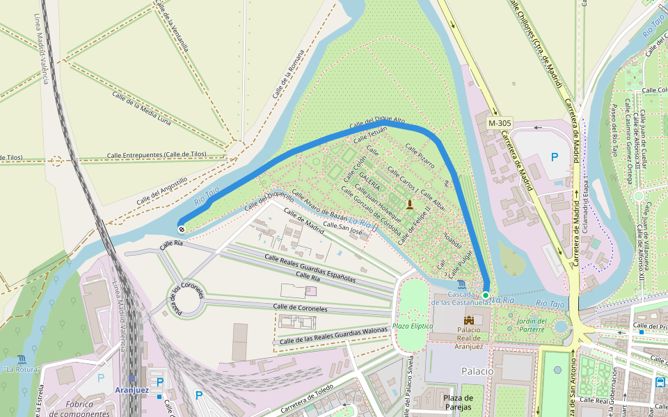 Calle del Dique Alto walking route map in Aranjuez