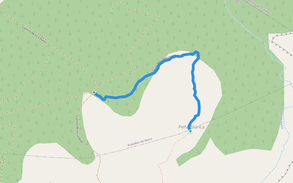Senda Peña Blanca walking route map in Olba