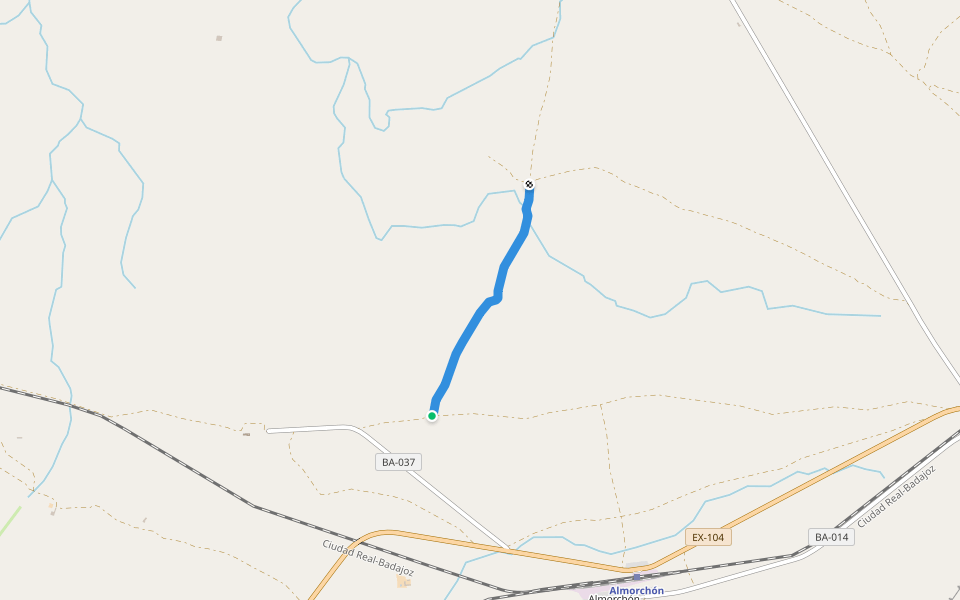 Cordel de Almorchón o de Tabernos walking route map in Cabeza del Buey