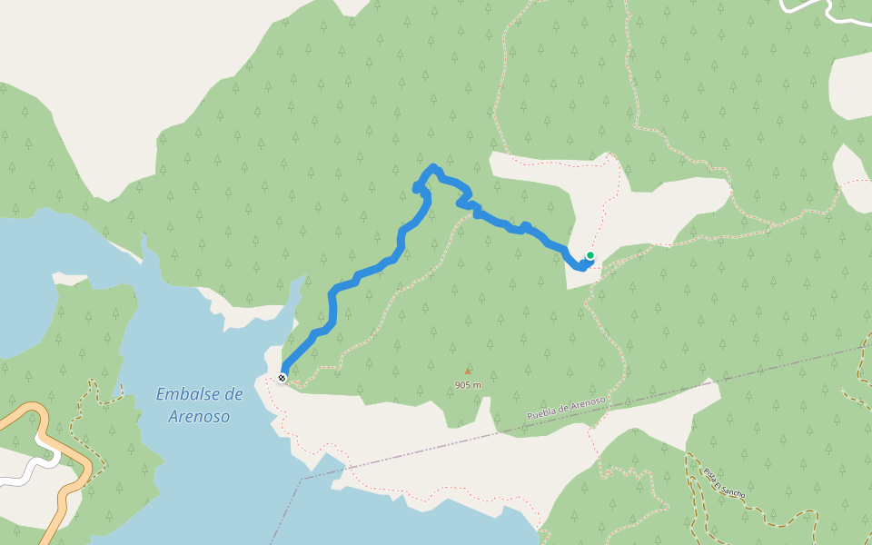 Senda Ardachera walking route map in Montanejos