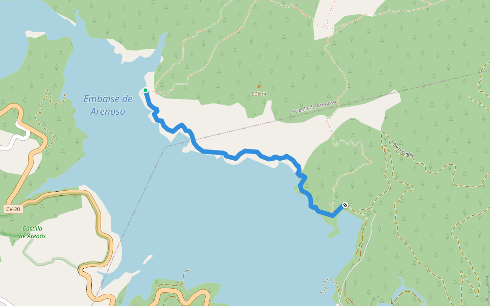 Senda El Salobre walking route map in Puebla de Arenoso