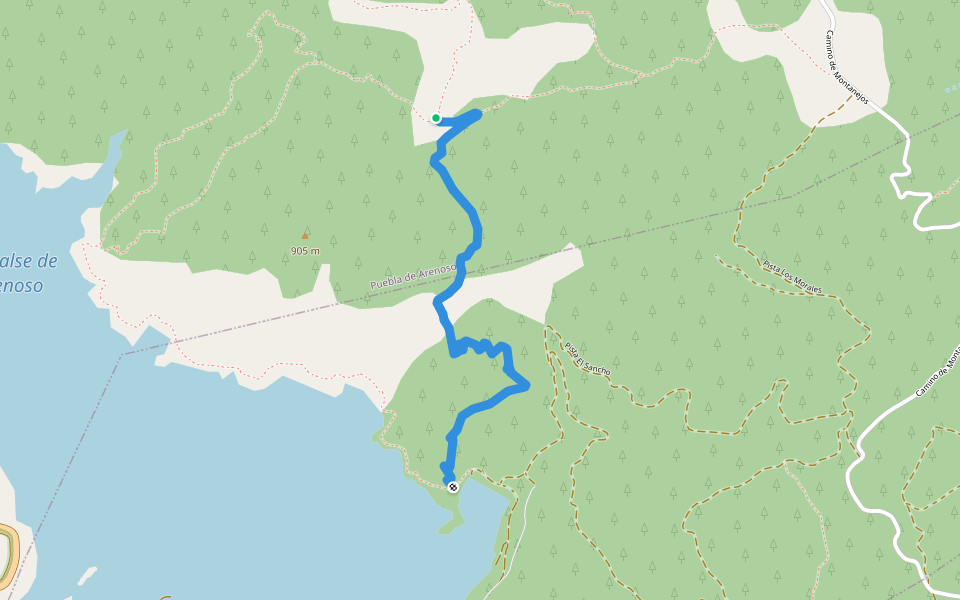 Senda El Sancho walking route map in Montanejos