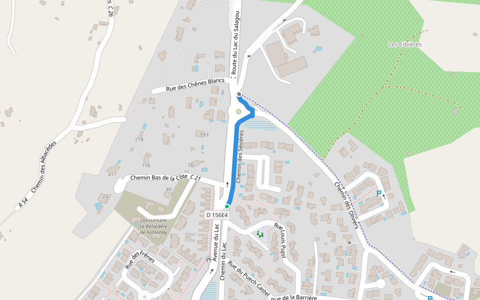 Chemin des Sévières walking route map in Clermont-l'Hérault