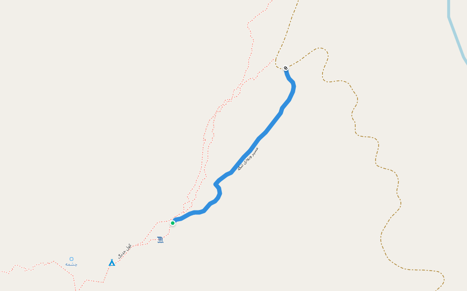 مسیر ورودی تنگه walking route map in Shahrekord