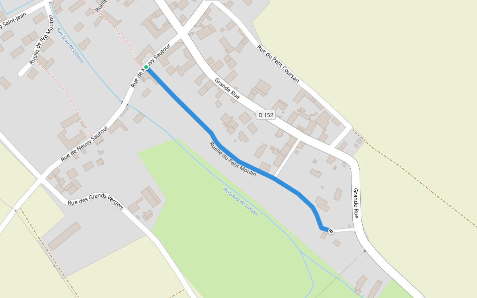 Ruelle du Petit Moulin walking route map in Lasson