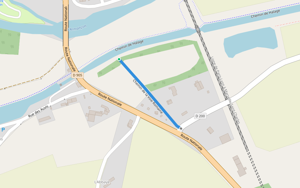 Chemin de la Voie Romaine walking route map in Lézinnes