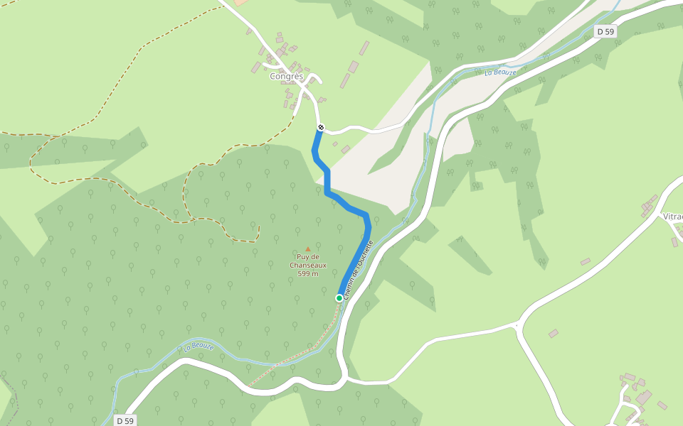 Chemin de l'Ouchette walking route map in Saint-Marc-à-Frongier