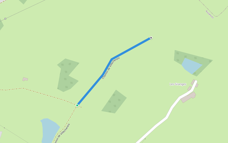 Chemin de Villechereix walking route map in Auzances