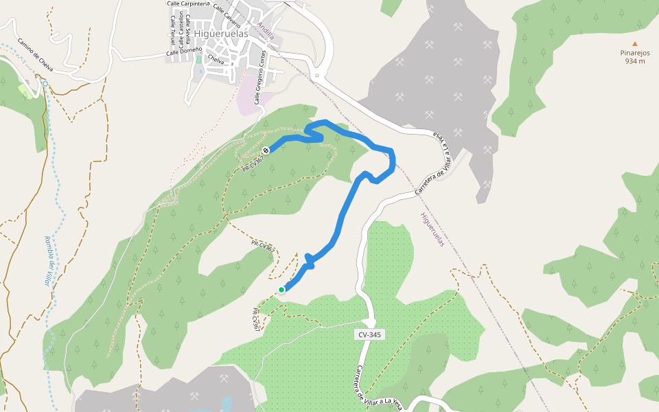 Senda Larga walking route map in Higueruelas