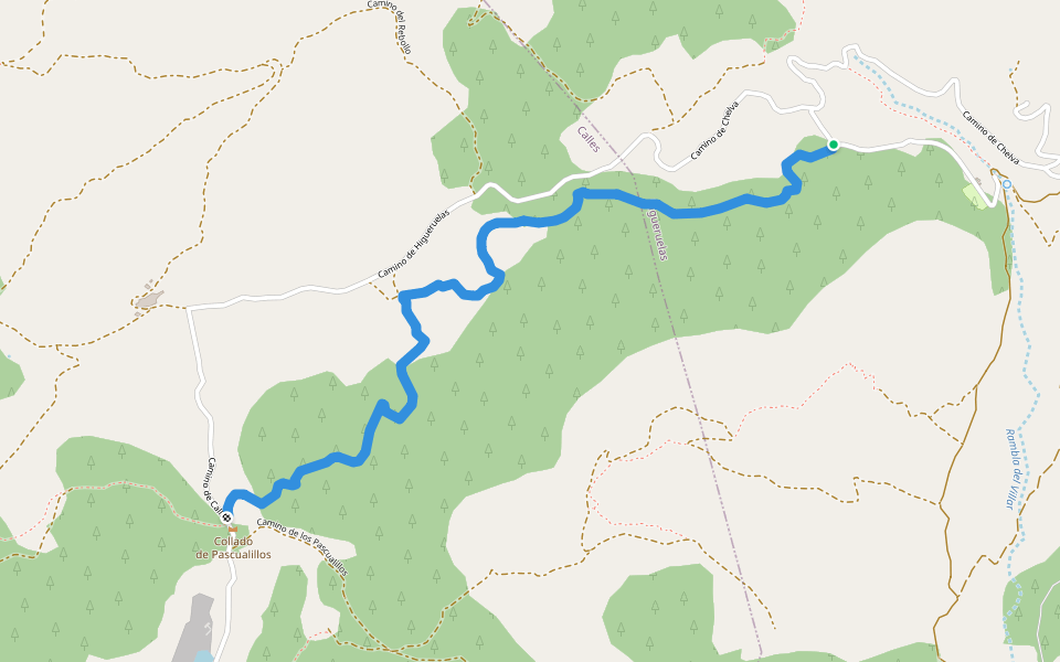 Senda Barceloón walking route map in Higueruelas