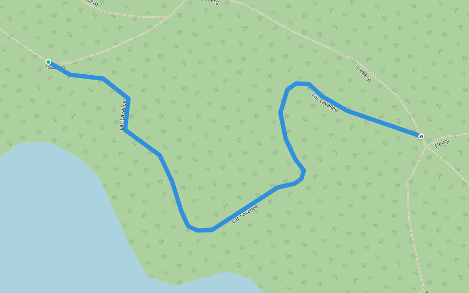 Lac Lavallée walking route map in Val-Morin