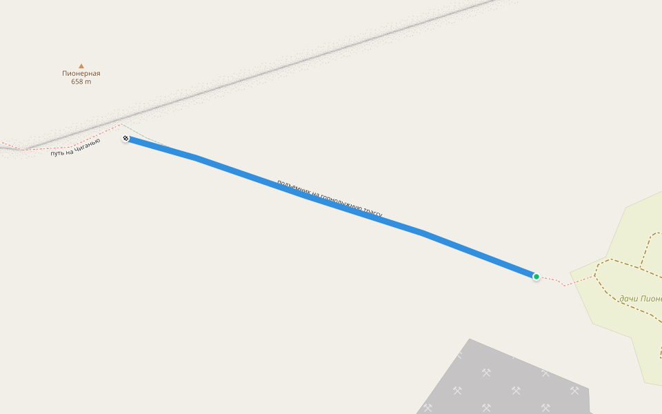 подъемник на горнолыжную трассу walking route map in Magadan