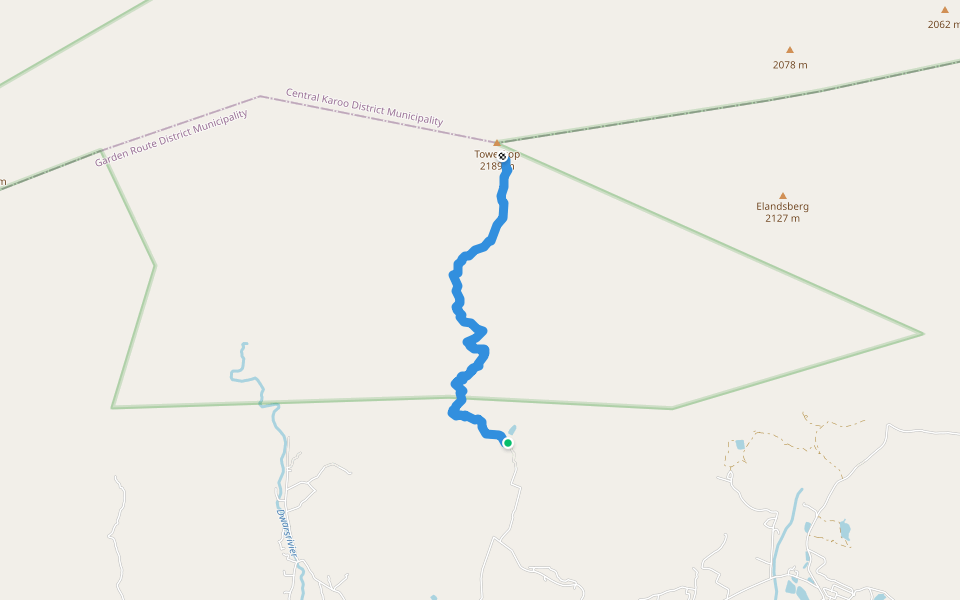 Towerkop Approach walking route map in Ladismith