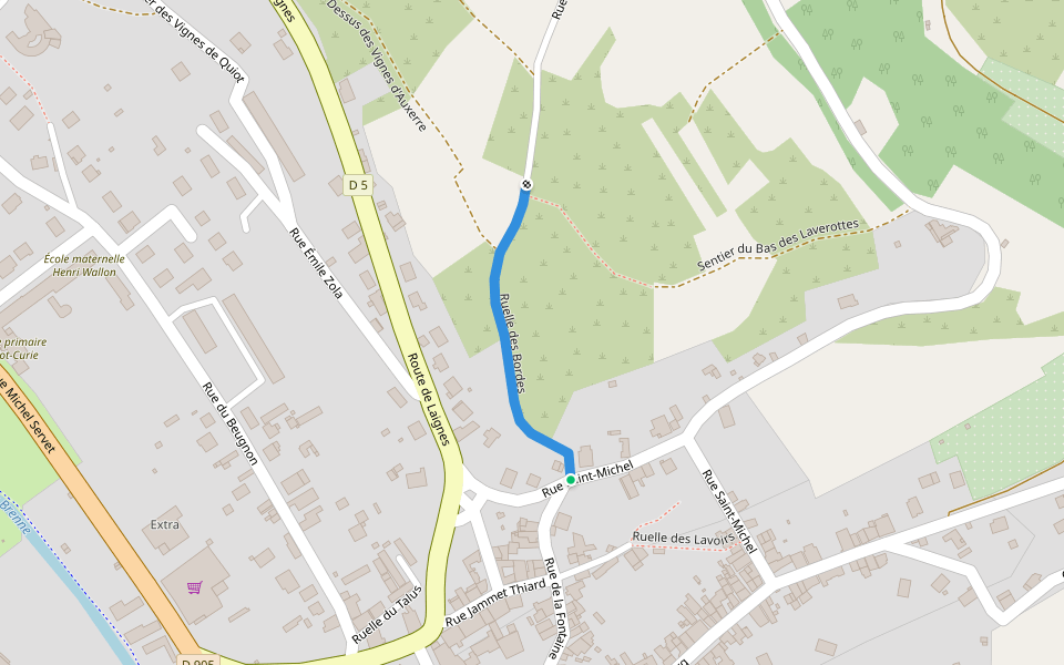 Ruelle des Bordes walking route map in Montbard