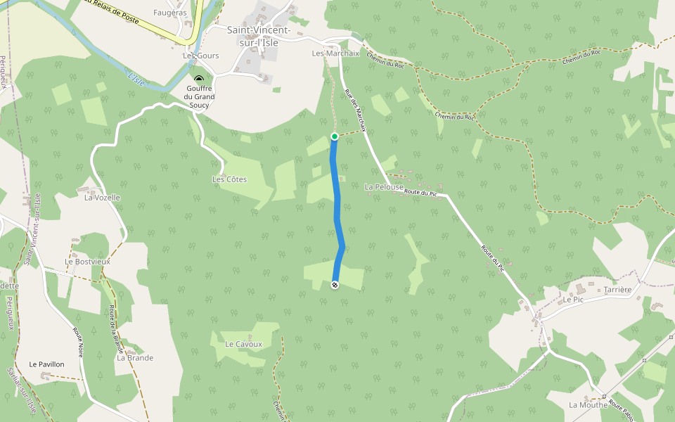 Chemin du Puypeyroux walking route map in Saint-Vincent-sur-l'Isle