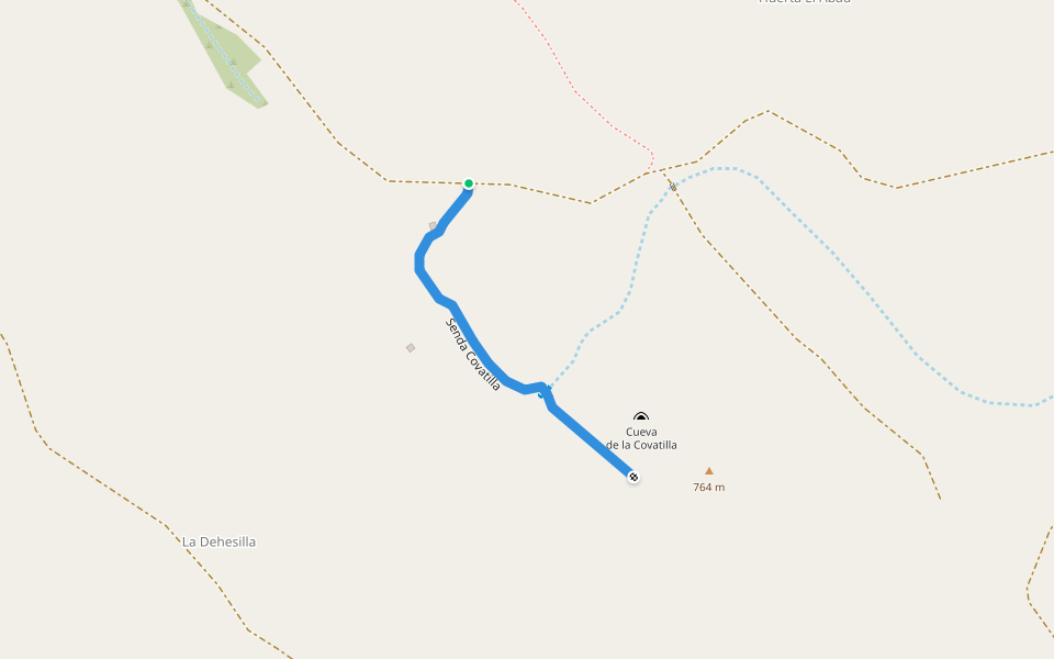 Senda Covatilla walking route map in Los Hinojosos