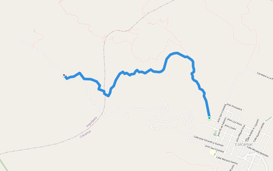 camino de herradura walking route map in Colcamar