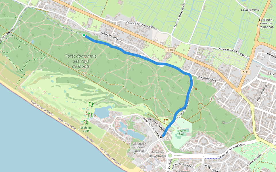 Vélodyssée walking route map in Saint-Jean-de-Monts