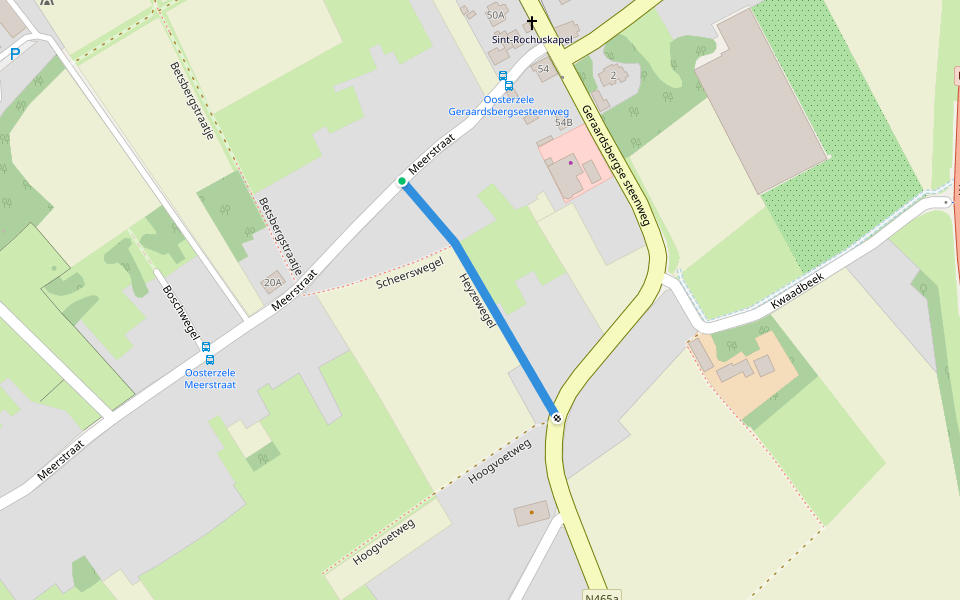 Heyzewegel walking route map in Oosterzele