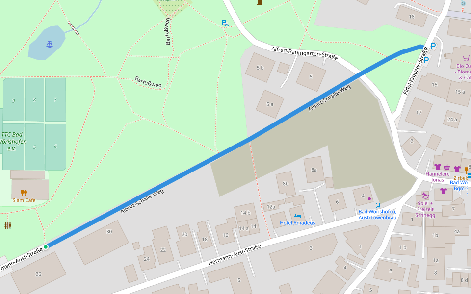 Albert-Schalle-Weg walking route map in Bad Wörishofen
