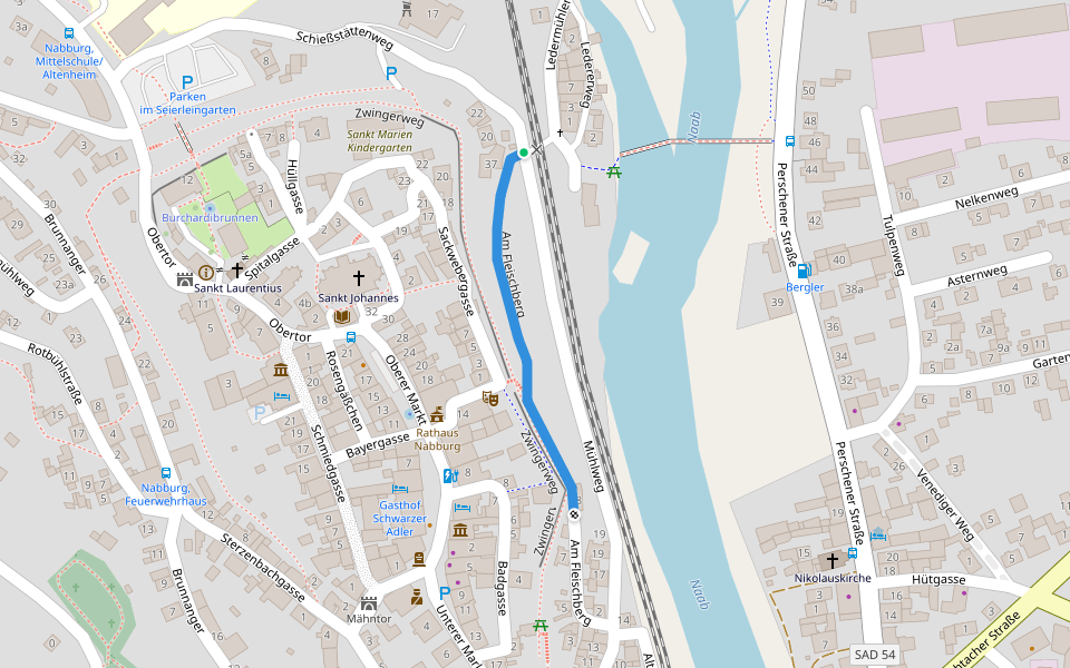 Am Fleischberg walking route map in Nabburg