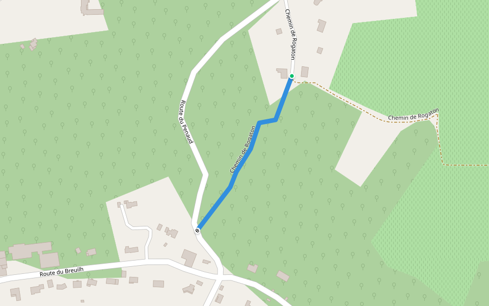 Chemin de Rogaton walking route map in Saint-Antoine-de-Breuilh