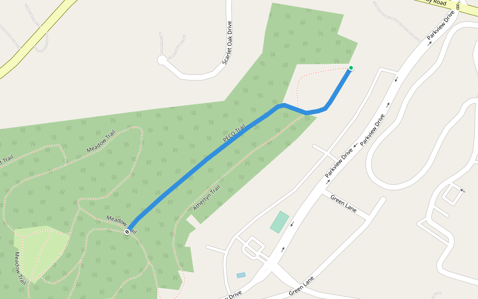 PECO Trail walking route map in Haverford