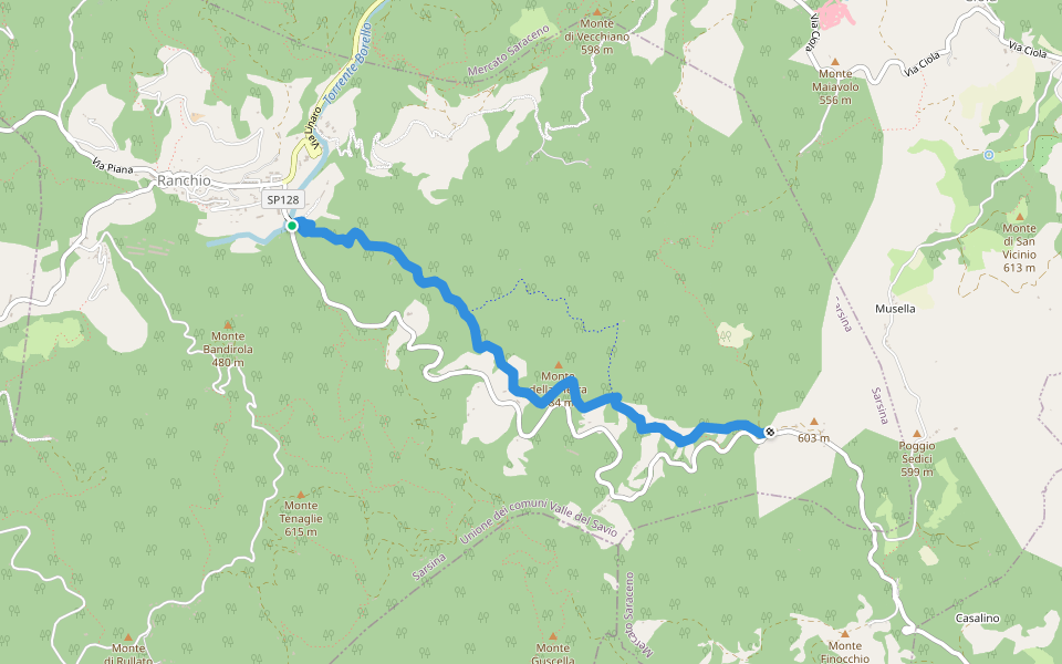 Oriano Trail walking route map in Ranchio