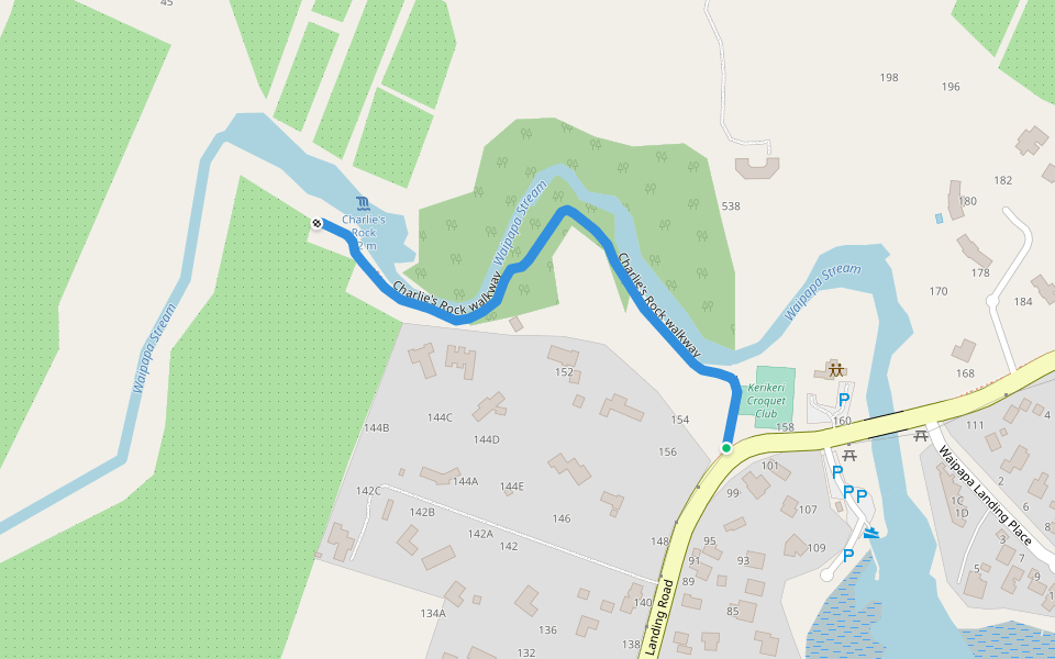 Charlie's Rock walkway walking route map in Kerikeri