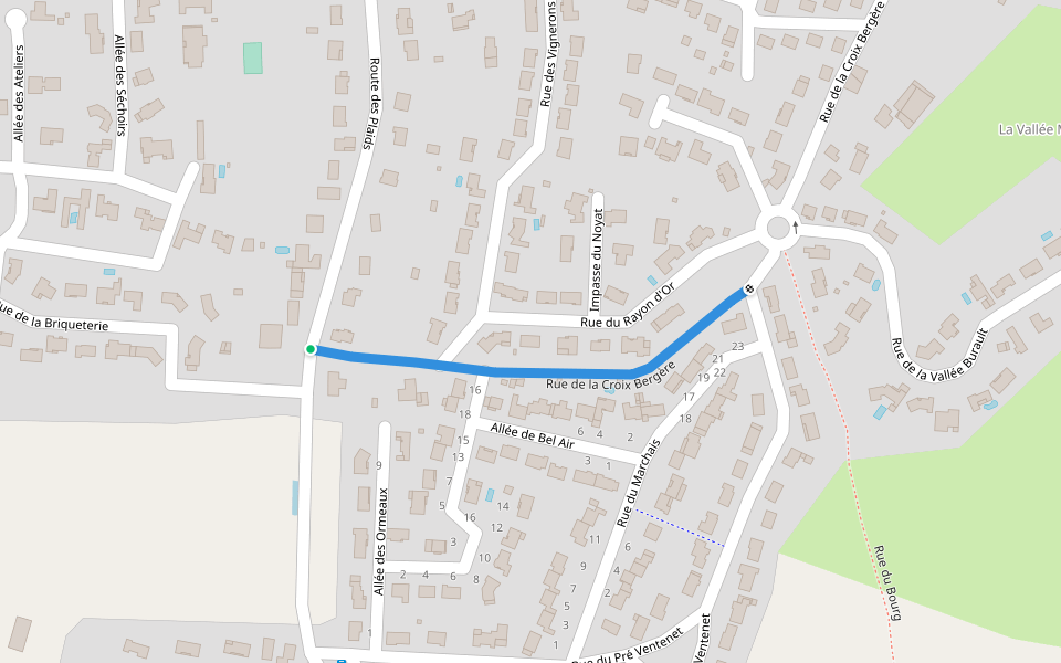 Rue de la Croix Bergère walking route map in Nouaillé-Maupertuis