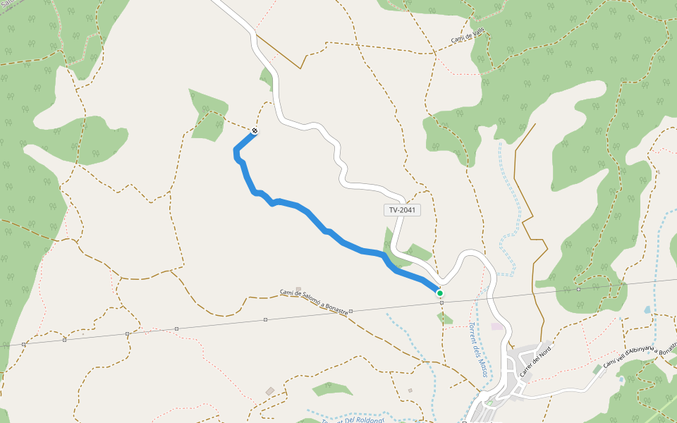 Camí de Montferri walking route map in Bonastre