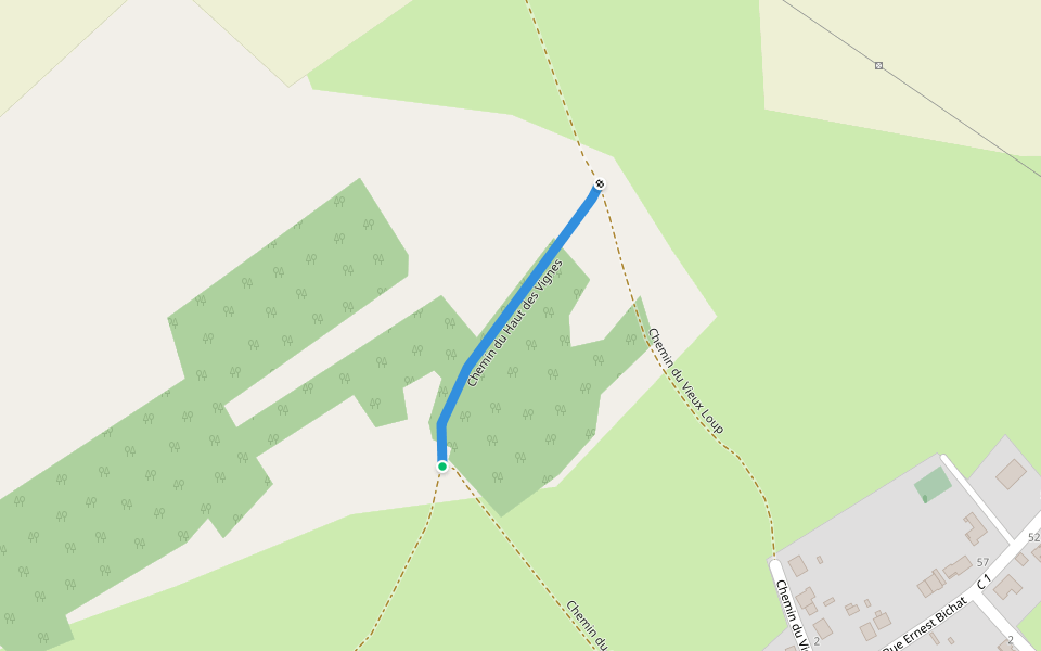 Chemin du Haut des Vignes walking route map in Flainval