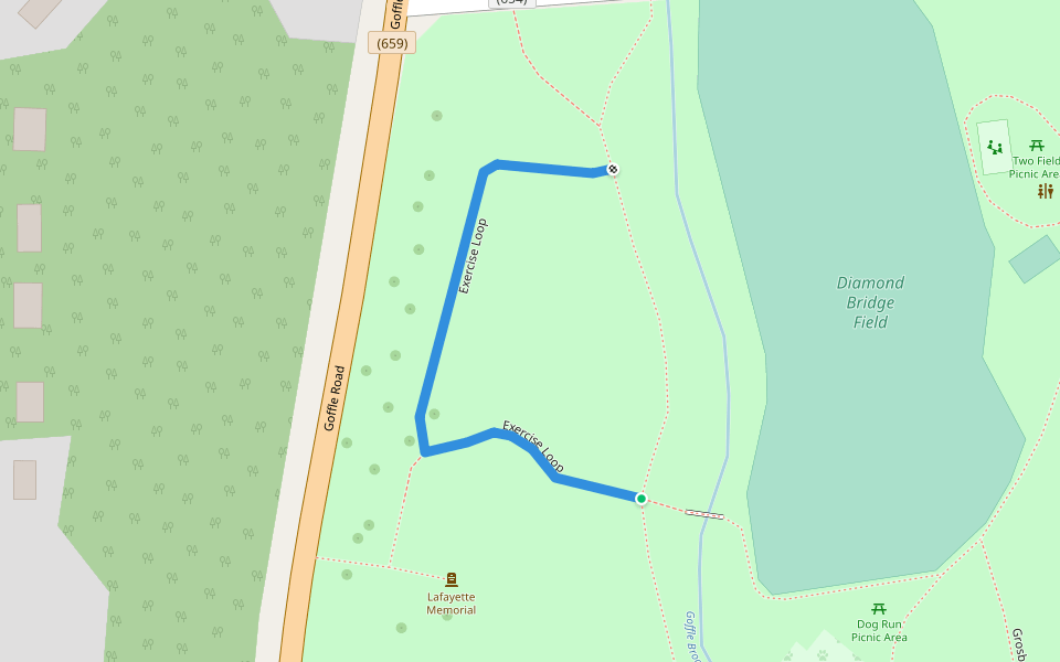 Exercise Loop walking route map in Hawthorne