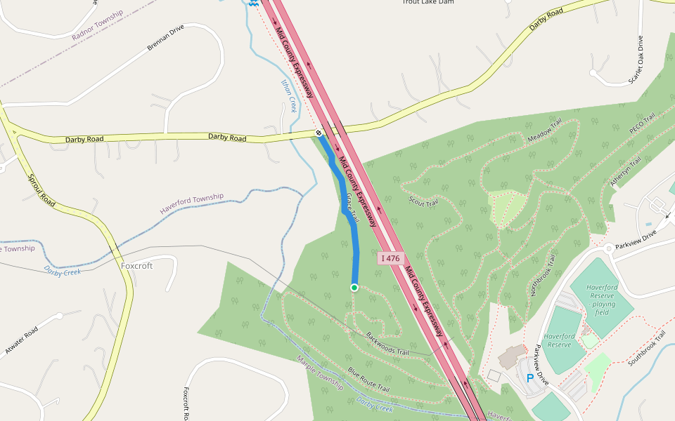 Grace Trail walking route map in Bryn Mawr